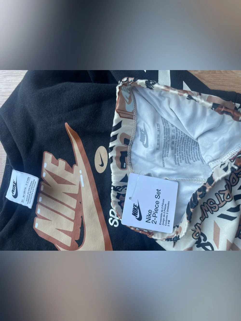 NWT Nike 3t Brown & Black Logo Two-Piece Set